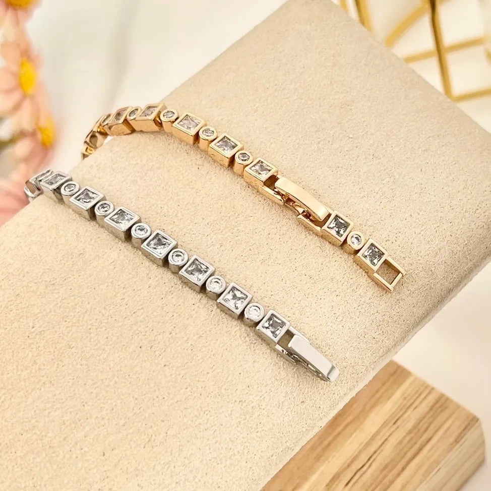 BMZ-243-14 S Quadrato e Tondo-Bracciale con Cubic Zirconia