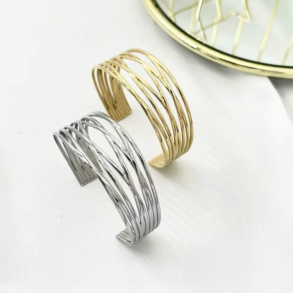 BAR-732-78B Semplice-Bracciale Rigido in Acciaio
