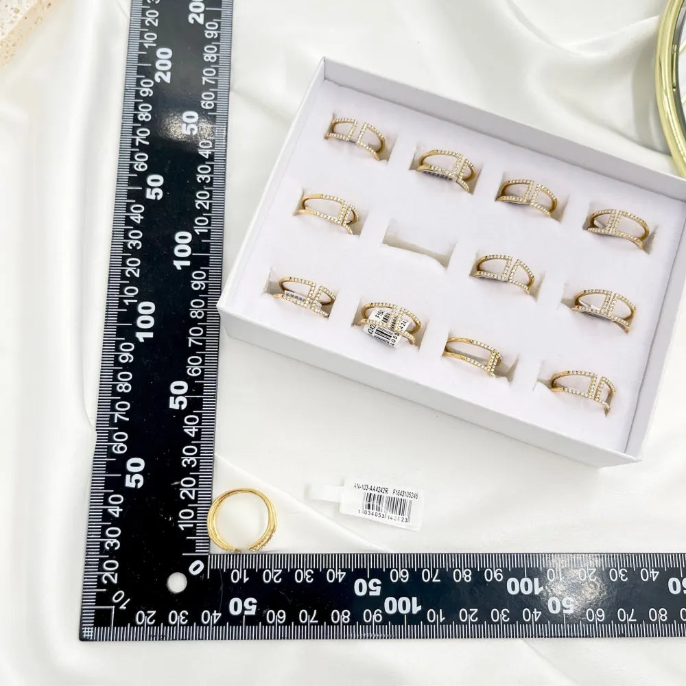 AAR-4242R Semplice con Zirconia-Anello Regolabile in Acciaio