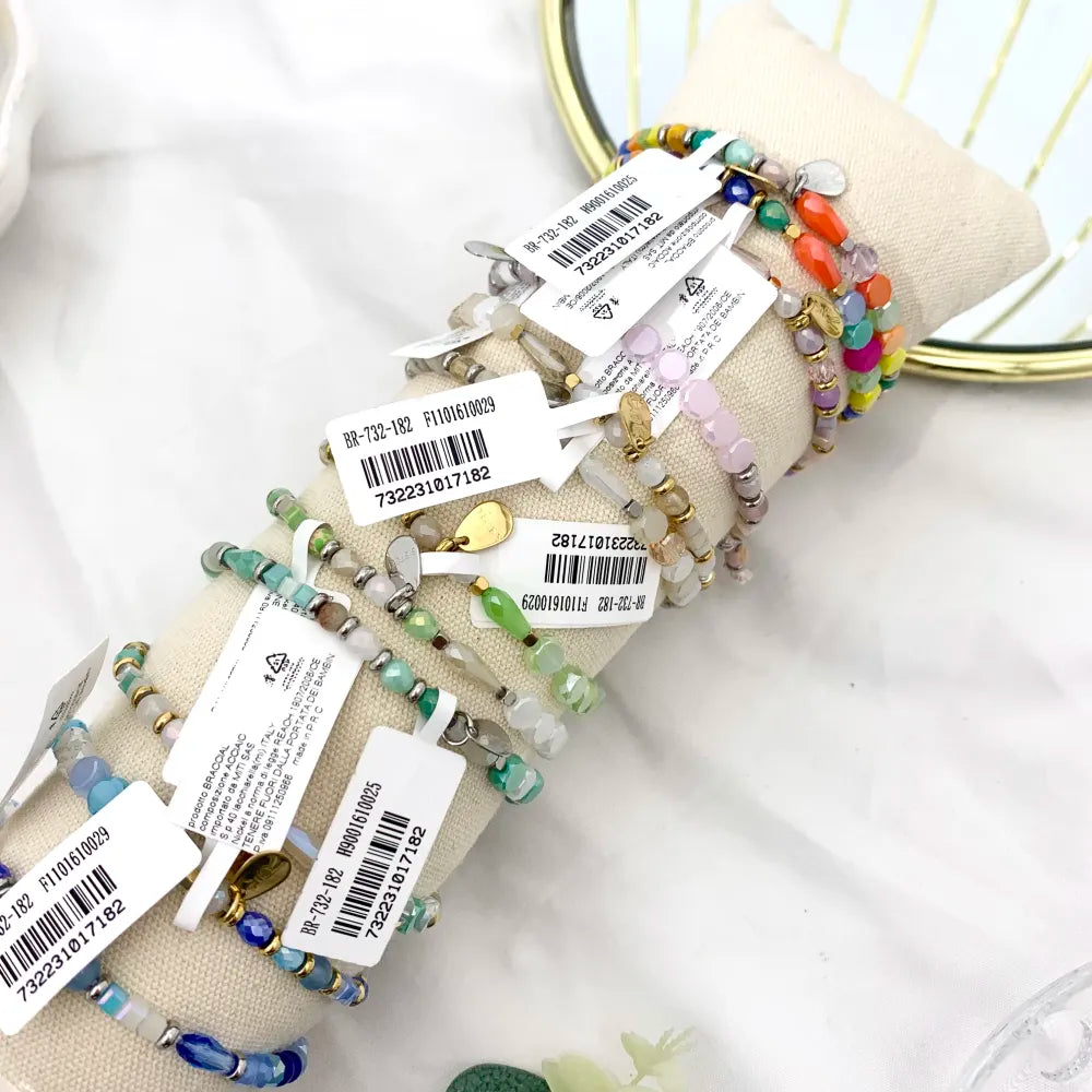 BPA-732-182 Fiore Colorato-12pz Bracciali Elastici in Acciaio