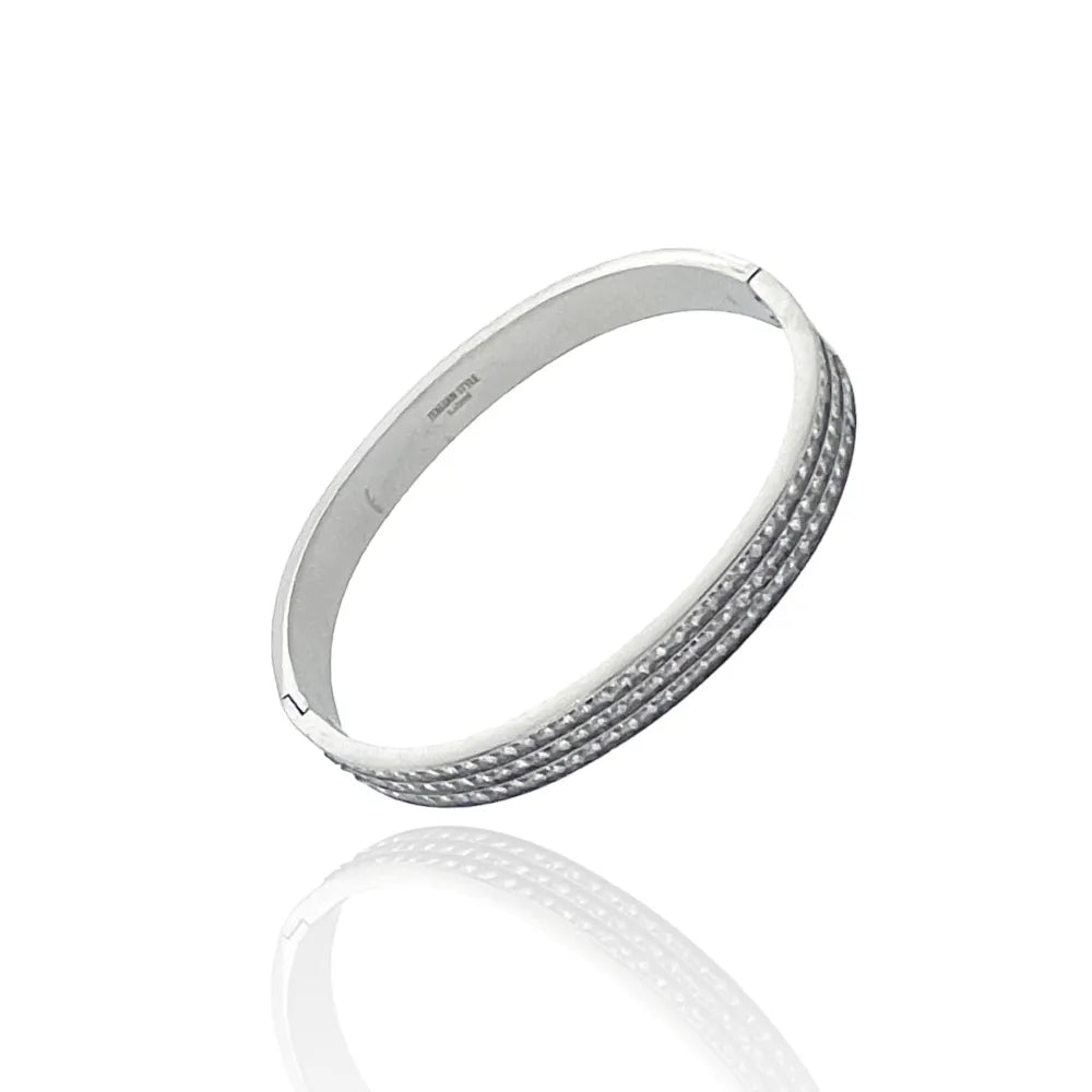 BAR-413-2943 Tennis Tre Fili -Bracciale Rigido in Acciaio