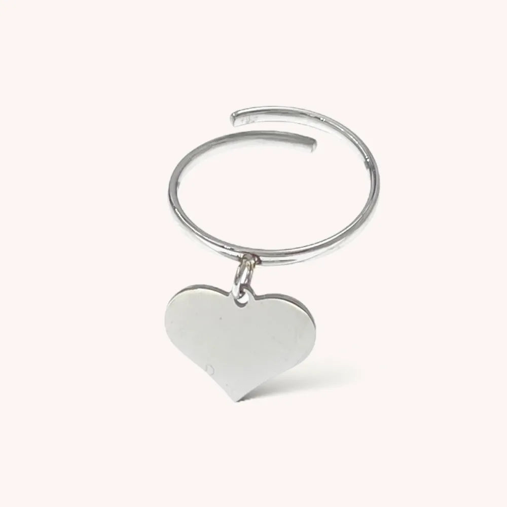 AAR-103-AA4551R Cuore Pendente-Anello Regolabile in Acciaio