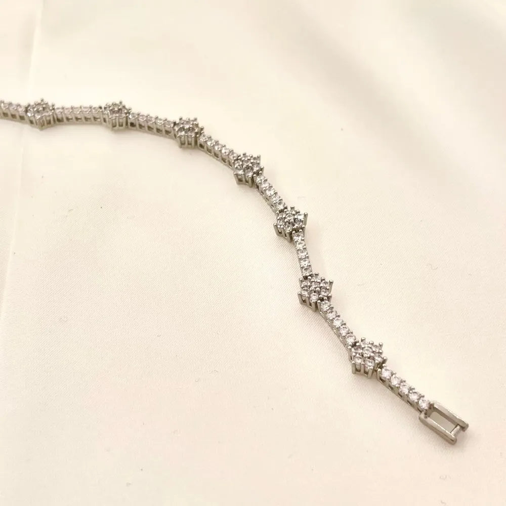 BMZ-103-AA2642B Tennis con Fiore-Bracciale con Cubic Zirconia