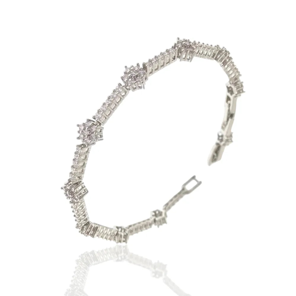 BMZ-103-AA2642B Tennis con Fiore-Bracciale con Cubic Zirconia
