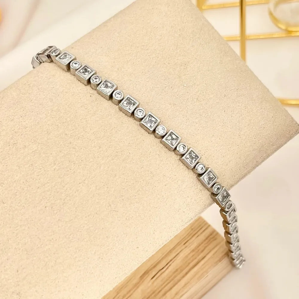 BMZ-243-14 S Quadrato e Tondo-Bracciale con Cubic Zirconia