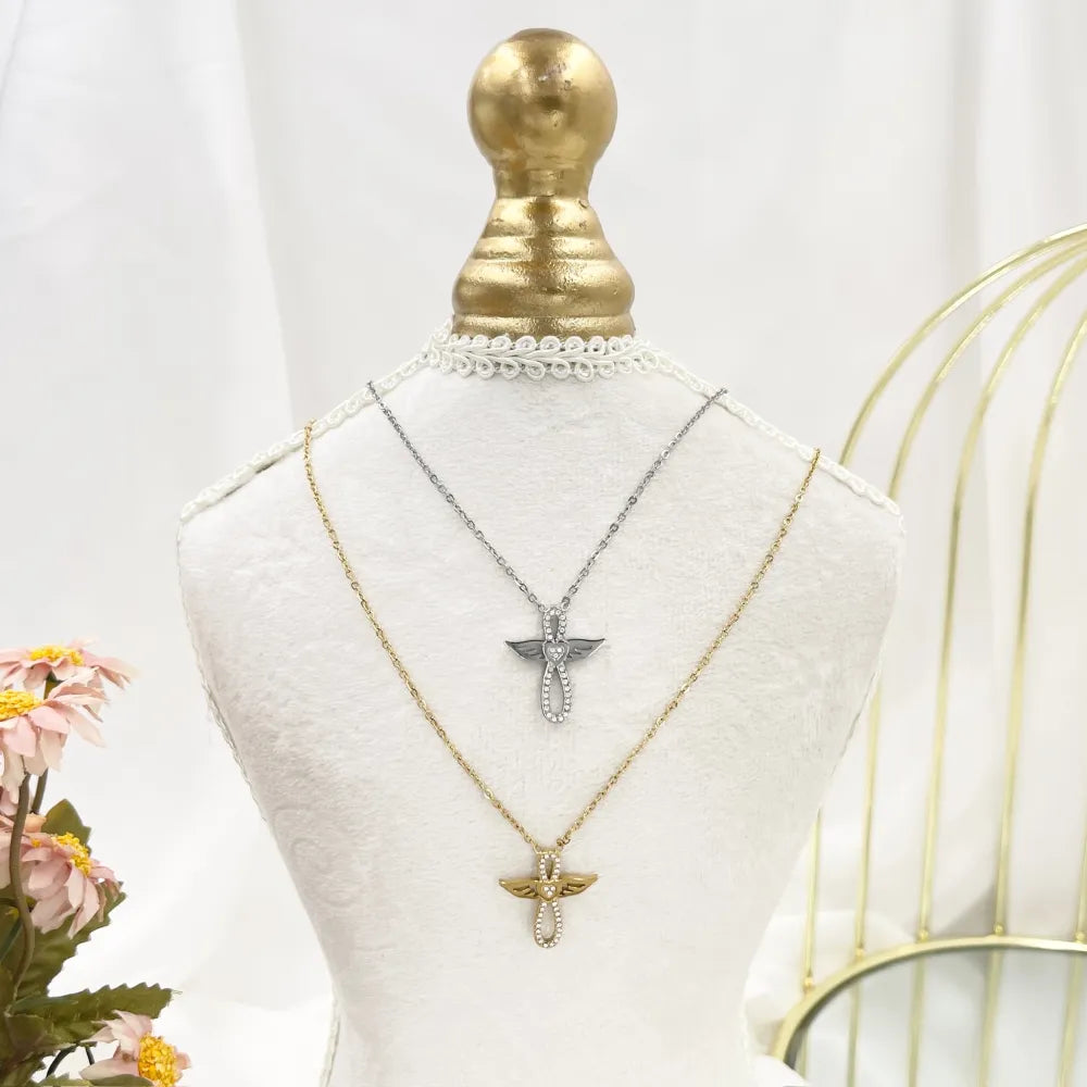 CAC-103-AA4364N Angel Infinito -Collana Corta in Acciaio