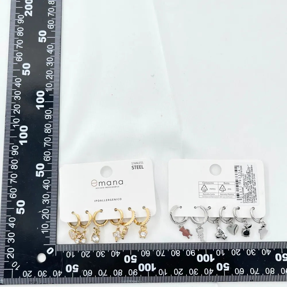OPA-103-A3334E Gelato Ciliegia Orsetto--Set 6pz Orecchini in Acciaio