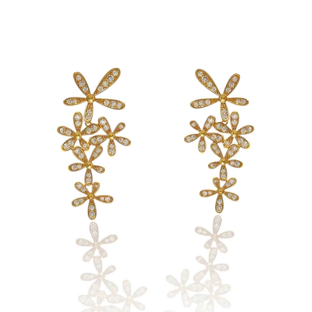 OMZ-103-AA27124E Fiore-Orecchini in Ottone e Zirconia
