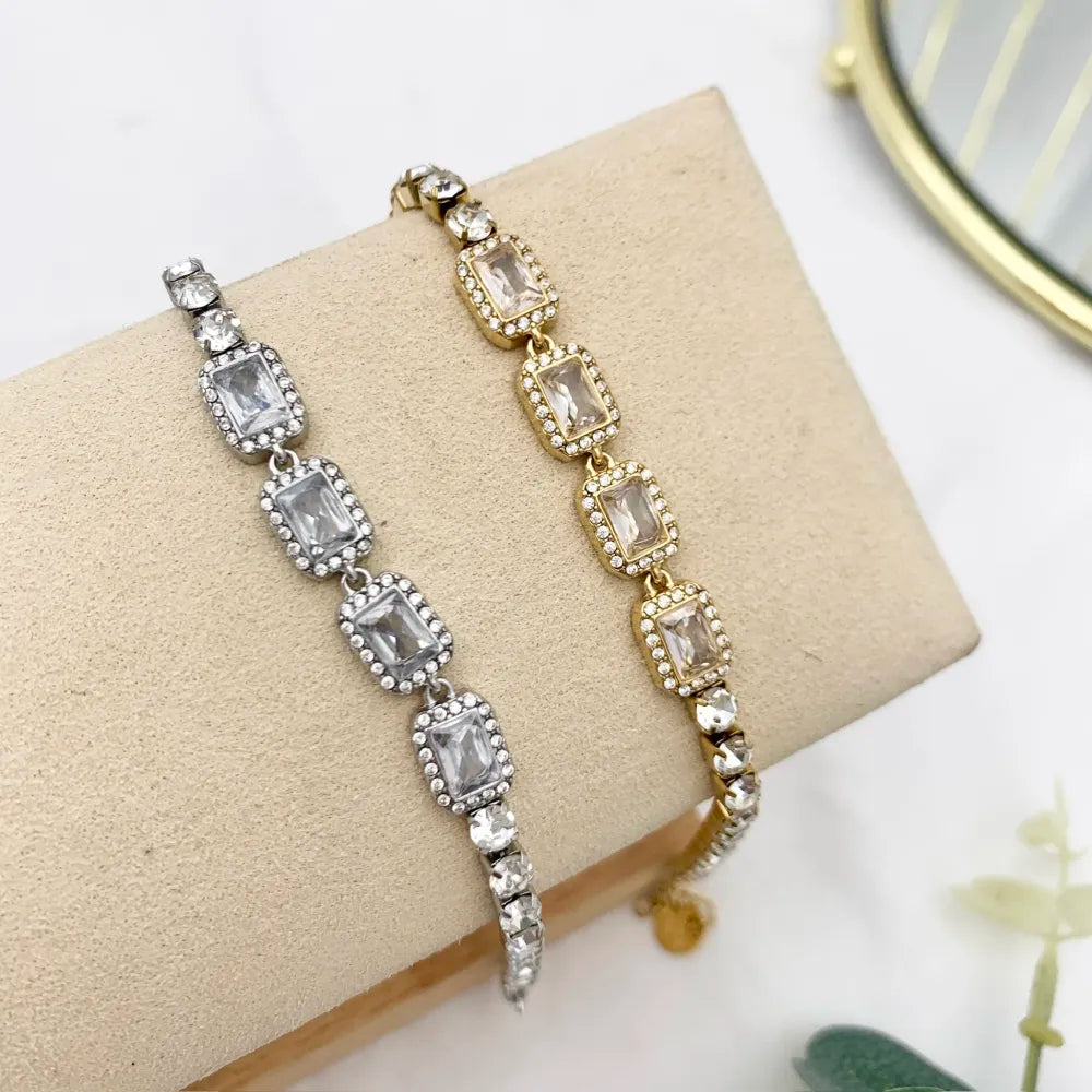 BAC-103-AA4210B Tennis con Rettangolare-Bracciale in Acciaio