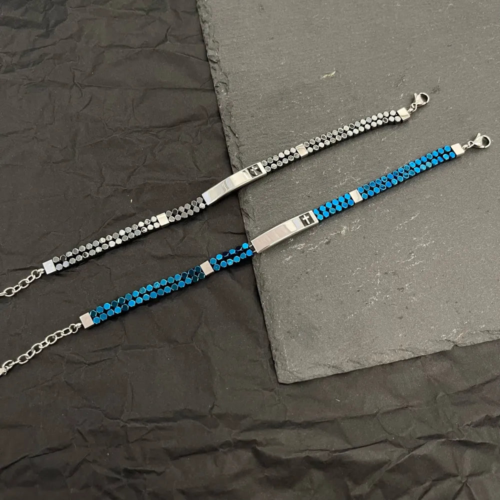 BAU-600-BMB30029-18 Croce -Bracciale in Acciaio da Uomo