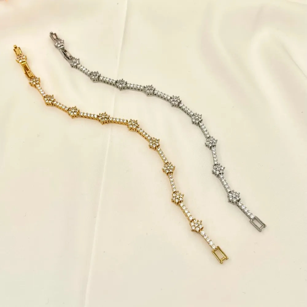 BMZ-103-AA2642B Tennis con Fiore-Bracciale con Cubic Zirconia