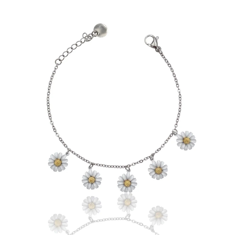 BAC-103-AA3449B Margherita Smaltata -Bracciale in Acciaio con Chiusura