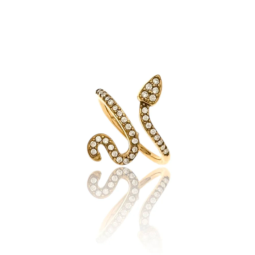 AAR-103-AA4478R Serpente con Zirconia -Anello Regolabile in Acciaio
