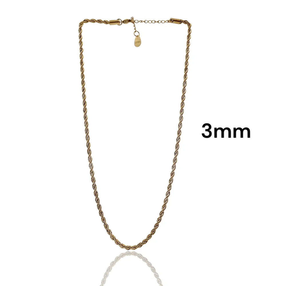 CAC-413-1584 3mm Torchon 3mm-Collana Corta in Acciaio