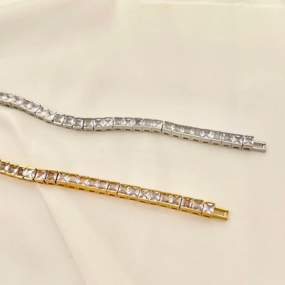 BMZ-243-14 Tennis Quadrato-Bracciale con Cubic Zirconia