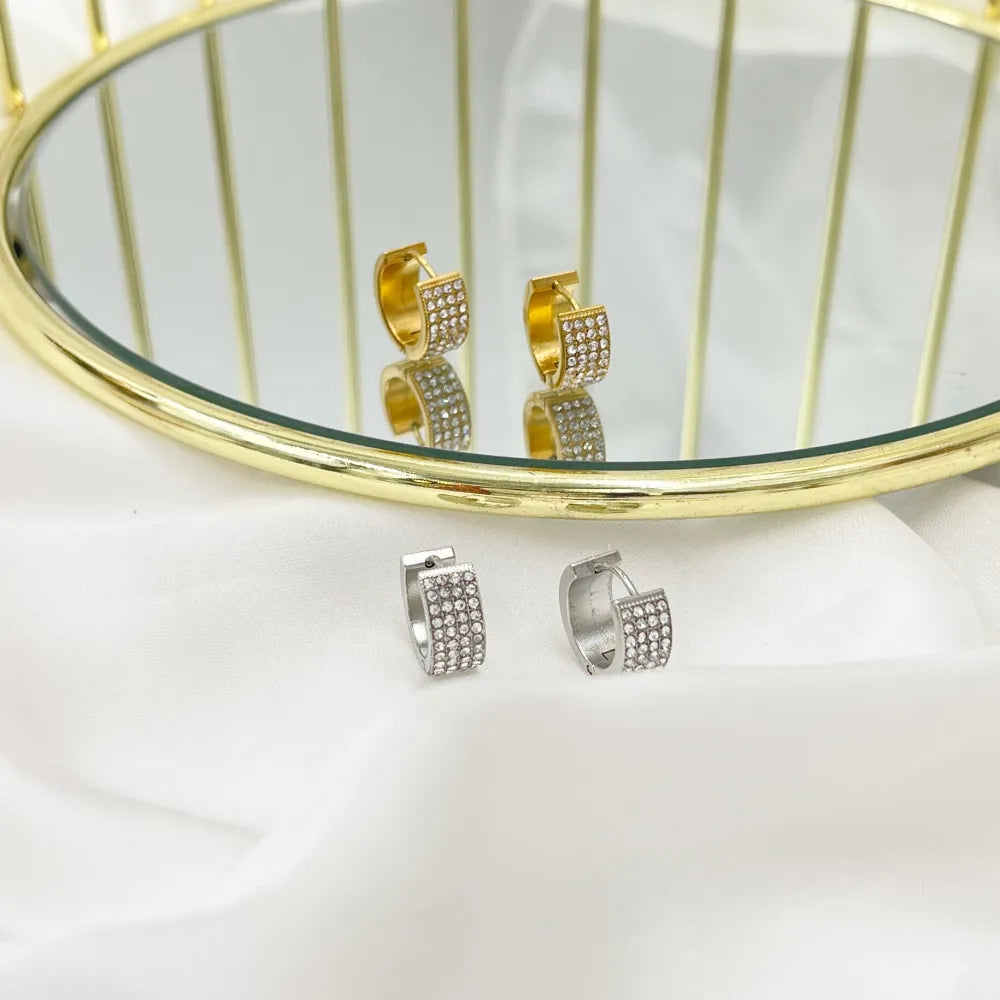 OAP-103-AA4660E Cerchio con Strass -Orecchini in Acciaio