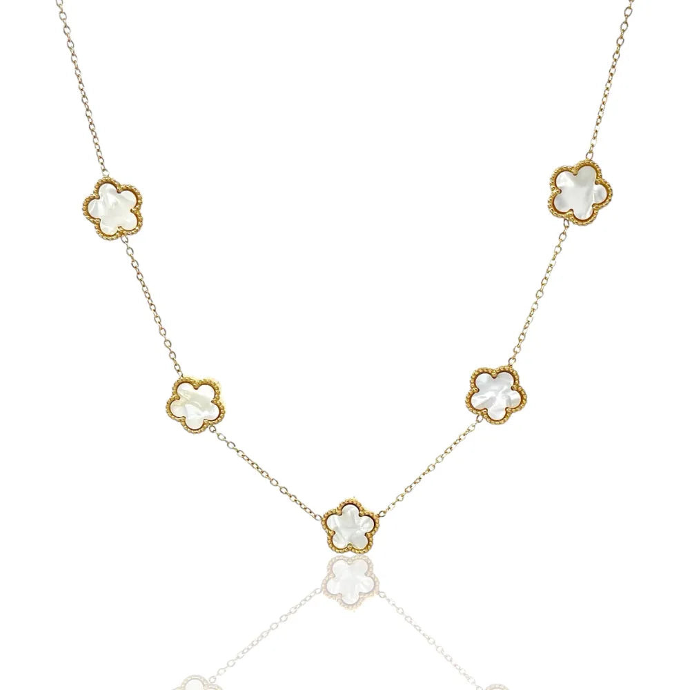 CAC-413-3021 Fiore Grande Smaltato-Collana Corta in Acciaio