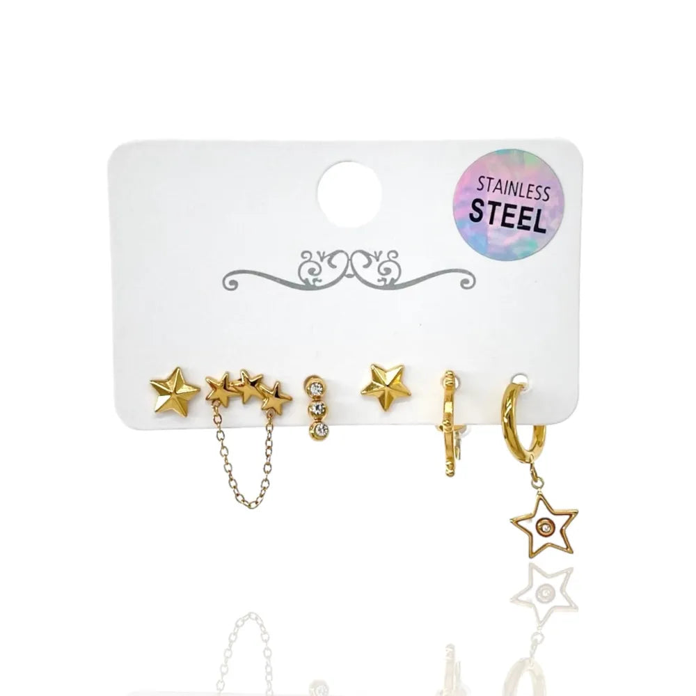 OPA-736-08 Stella-Set 6Pz Orecchini in Acciaio