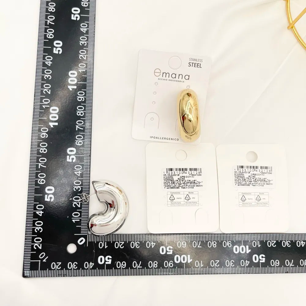 OAP-103-AA3212E Cerchio Bombato-Orecchini in Acciaio