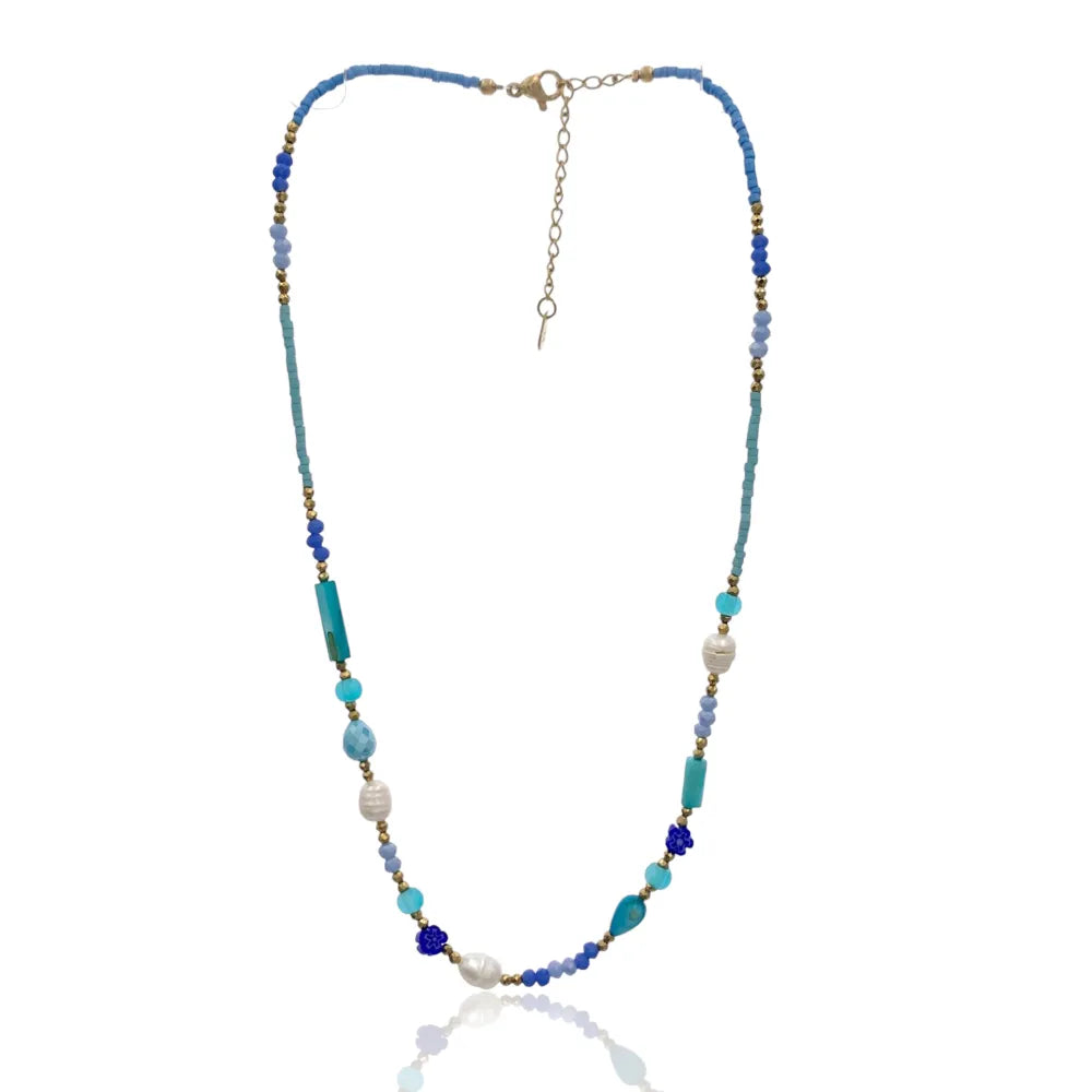 CAC-735-25 Catena con Perline-Collana Corta in Acciaio