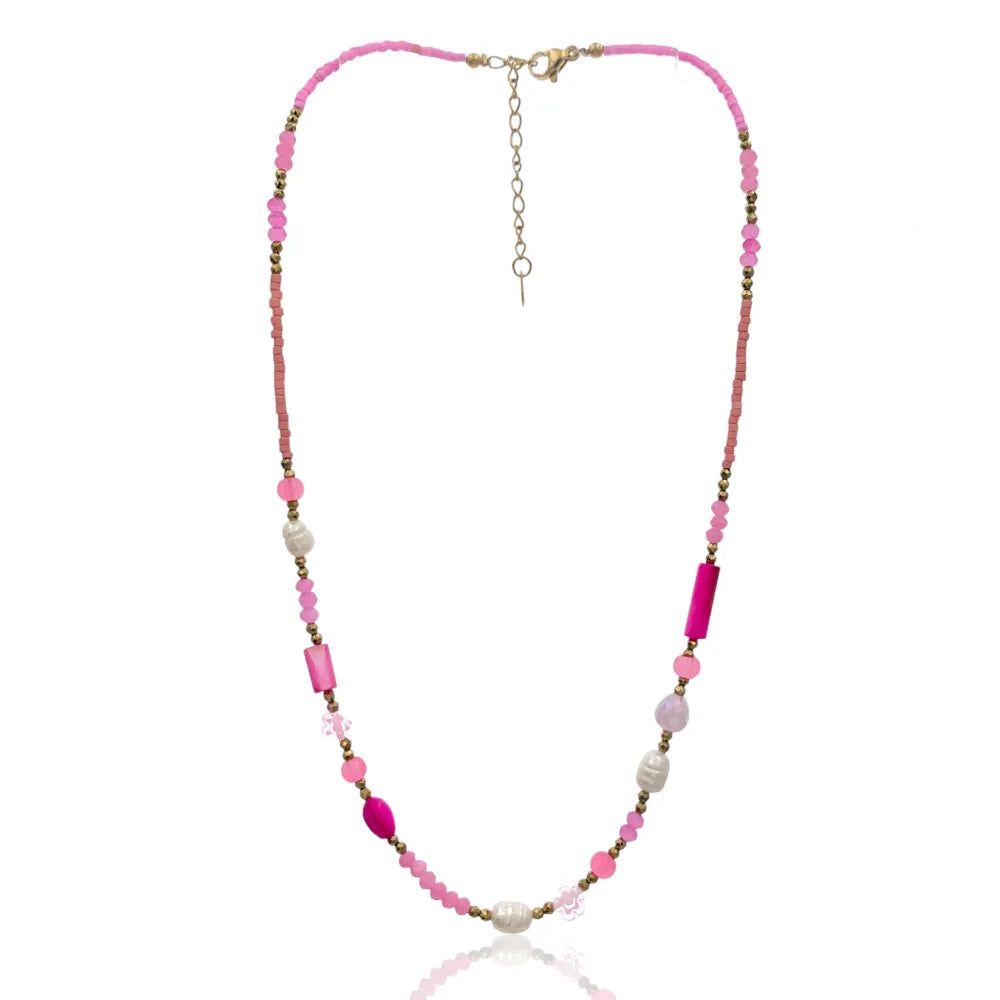CAC-735-25 Catena con Perline-Collana Corta in Acciaio