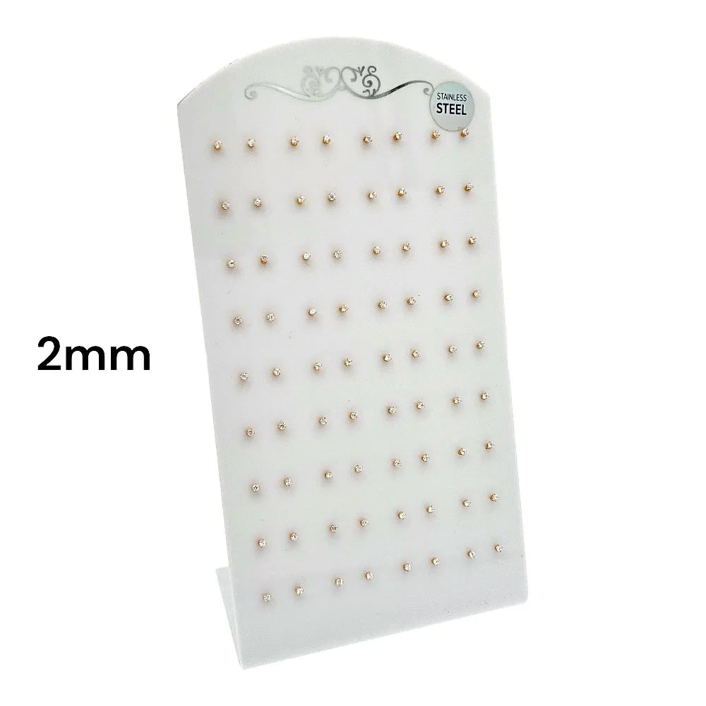 OPA-107-114 2mm Punto Luce 2mm 6Griffe-36Paia Orecchini in Acciaio