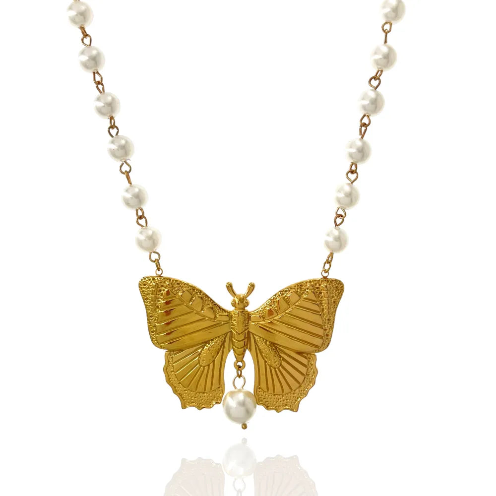 CAC-732-260 Farfalla-Collana Corta in Acciaio