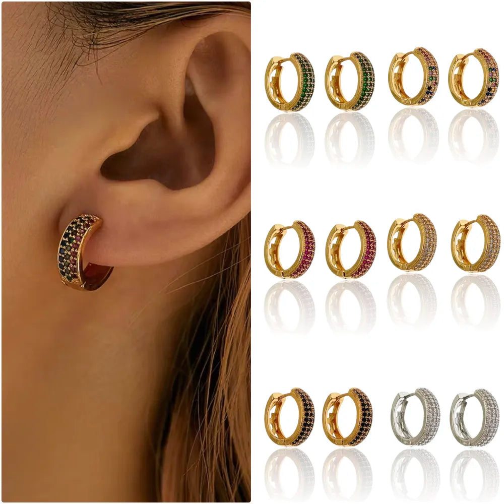 OMZ-103-AA2722E 13mm Cerchio con Zirconia Colorata-Orecchini con Zirconia