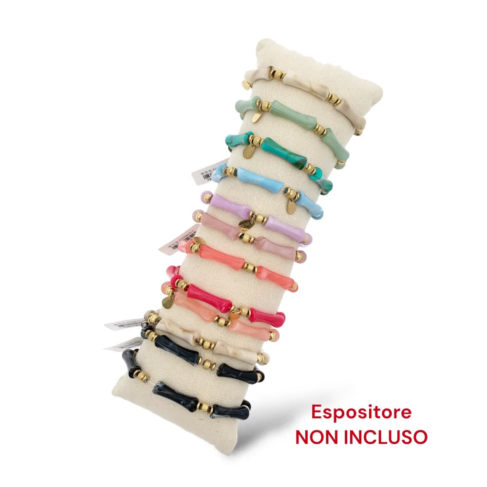 BPA-732-250 Bambù Colorato-12pz Bracciali Elastici in Acciaio
