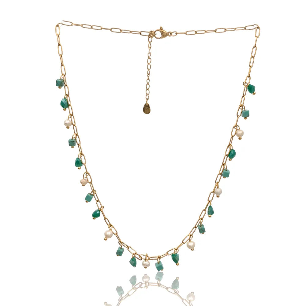 CAC-735-23-57 Perline Colorate-Collana Corta in Acciaio