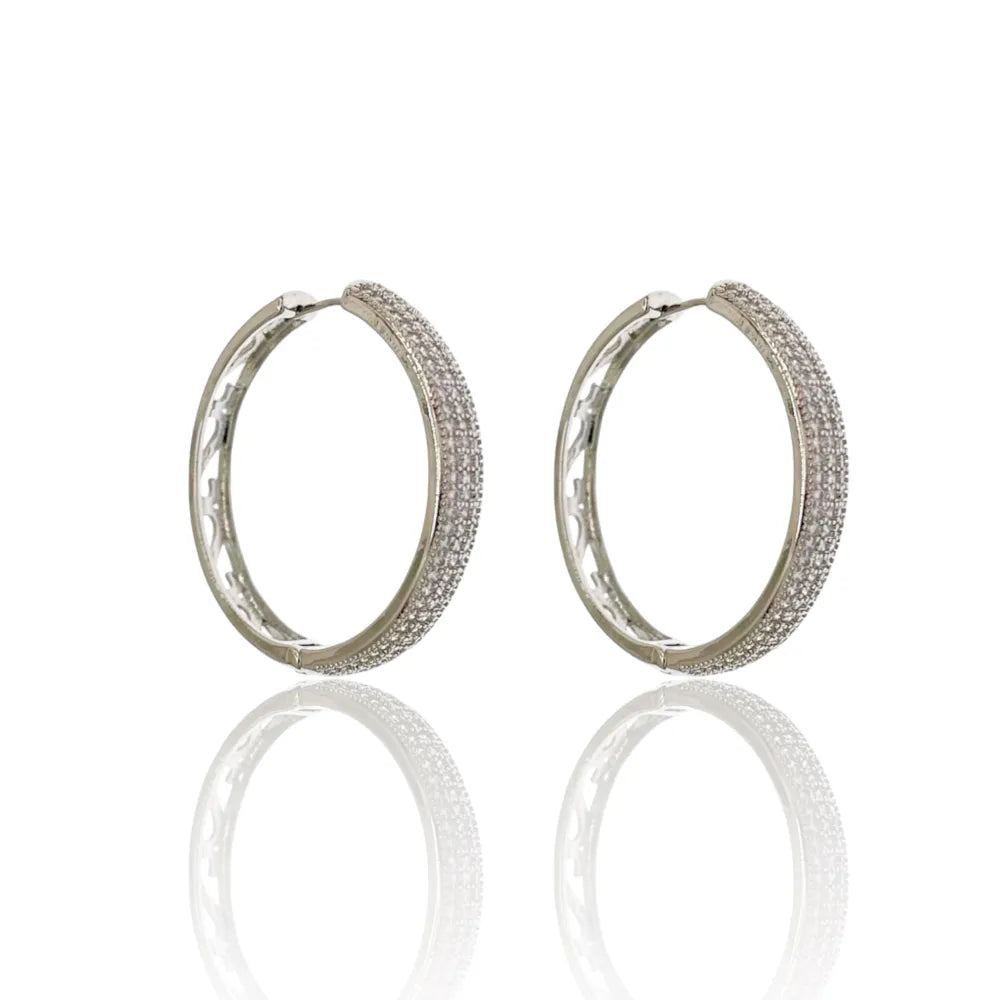 OMZ-103-AA2722E 30mm Cerchio 30mm con Zirconia-Orecchini con Zirconia