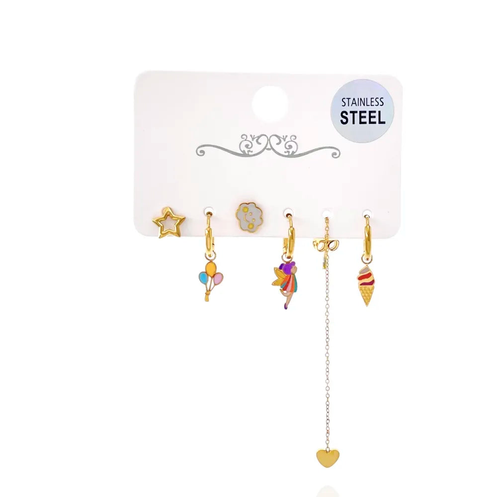 OPA-736-13 Gelato Nuvola Befana Palloncini-Set 6pz Orecchini in Acciaio