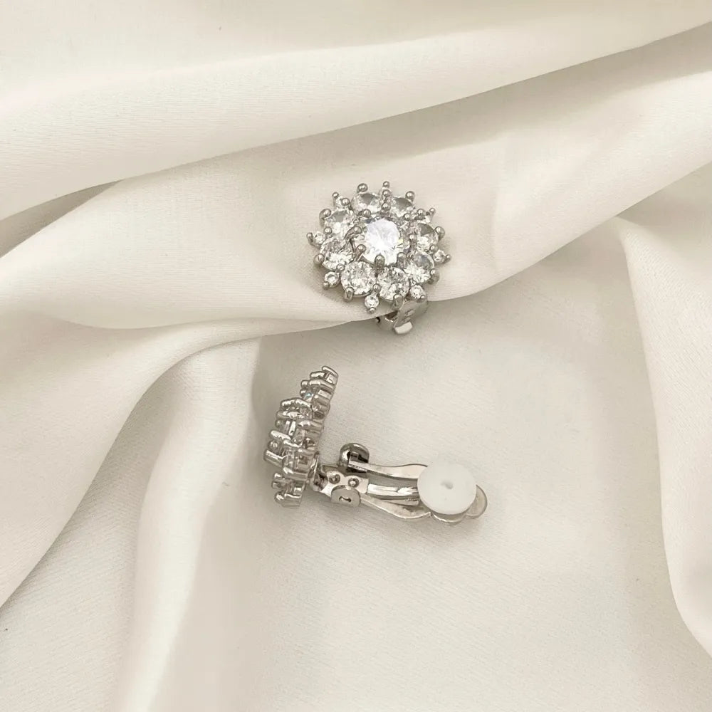 OMK-506-SD24 Fiore-Orecchini a Clip con Zirconia