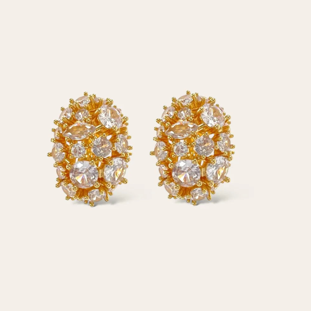 OMK-493-32 Ovale-Orecchini a Clip con Zirconia