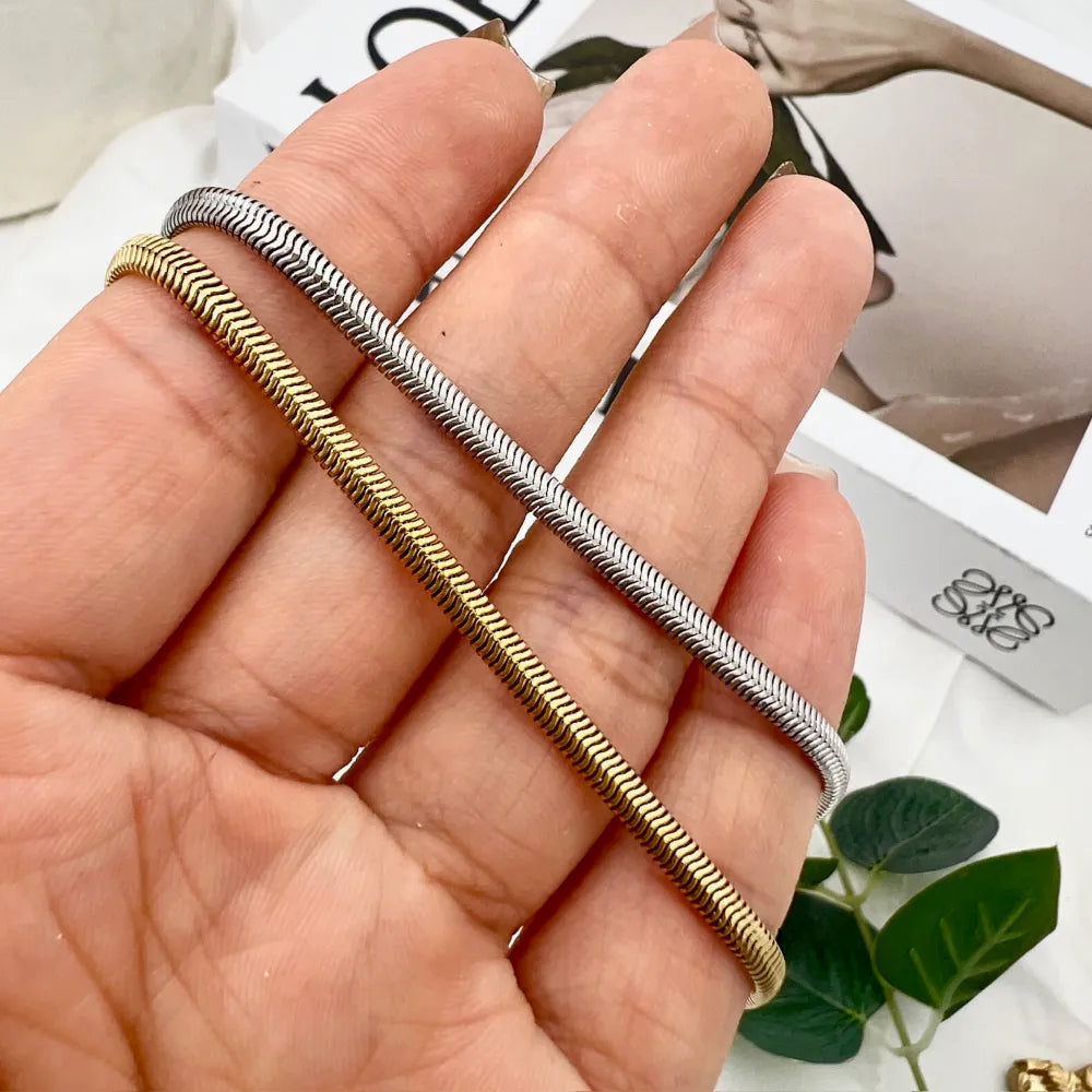 CAC-413-3519 Serpente 3mm-Collana Corta in Acciaio