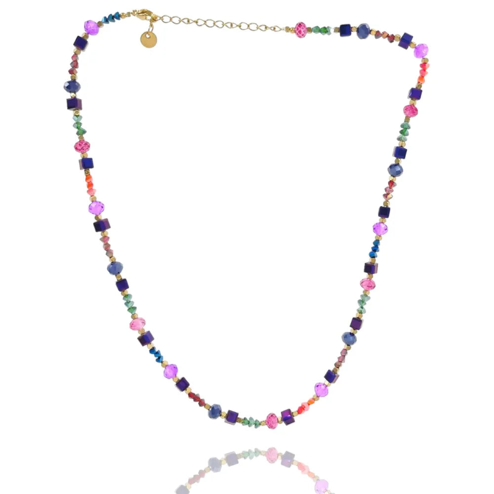 CAC-735-33S Perline Colorati-Collana Corta in Acciaio