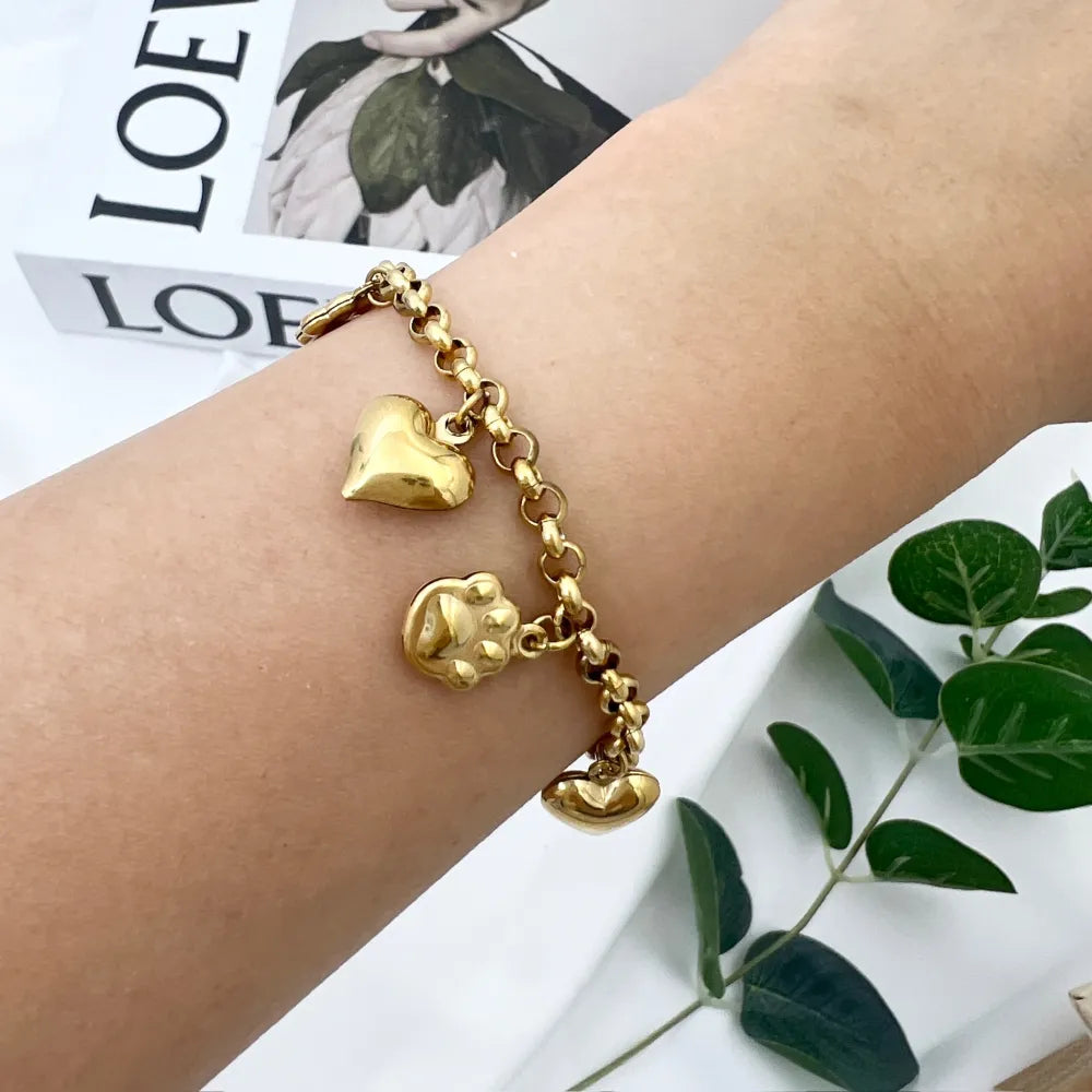BAC-103-AA4519B Cuore Zampa -Bracciale in Acciaio