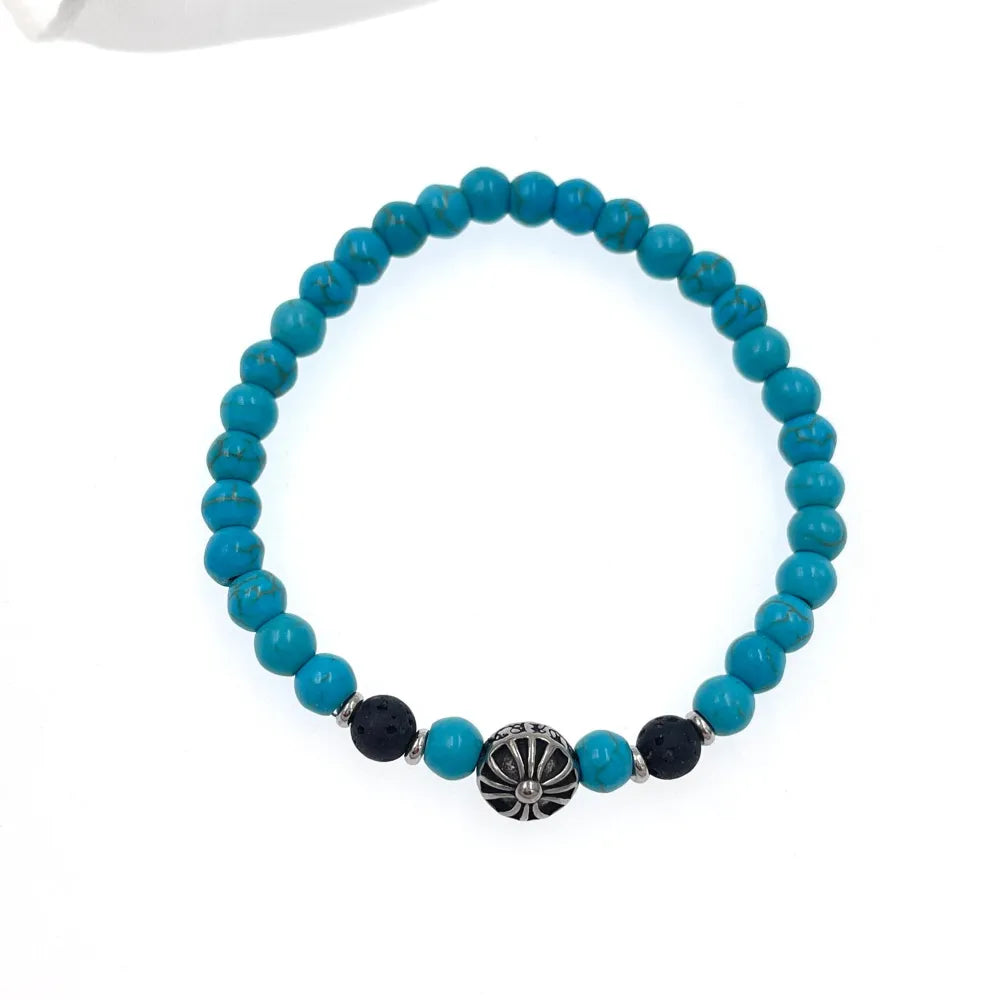 BAU-739-08 6mm Semplice-Bracciale Elastico in Acciaio da Uomo