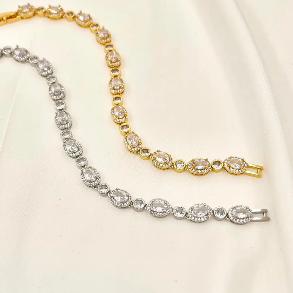 BMZ-103-AA2639B Ovale e Punto Luce-Bracciale con Cubic Zirconia