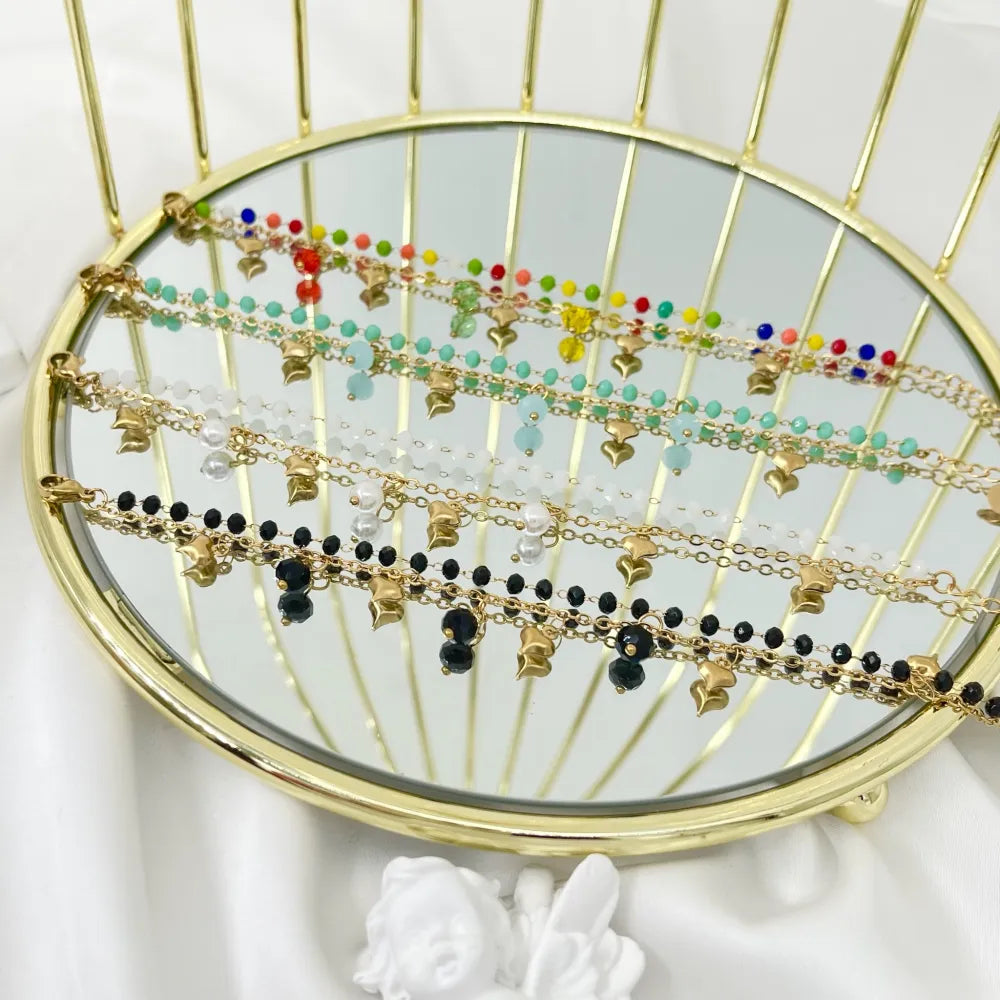 BAC-413-1267 Doppia Catena con Cuore-Bracciale in Acciaio con Chiusura