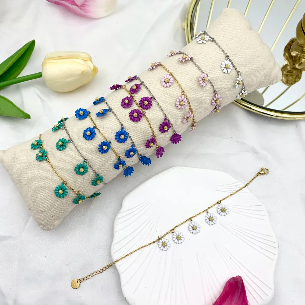 BAC-103-AA3449B Margherita Smaltata -Bracciale in Acciaio con Chiusura