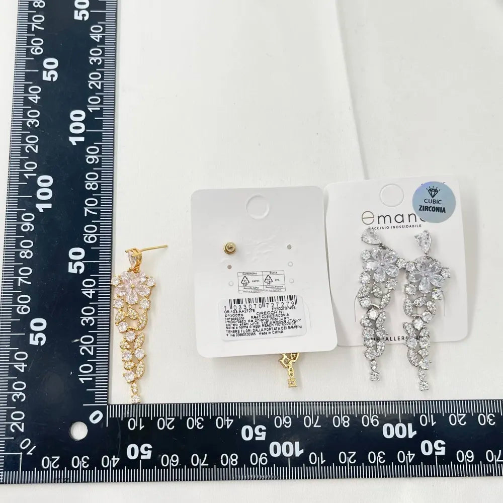 OMZ-103-AA2727E Fiore-Orecchini in Ottone e Zirconia