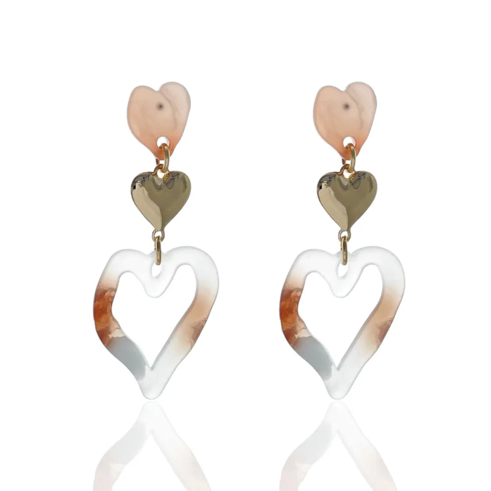 OMM-15765 S Cuore Vuoto-Orecchini in Resina Moda