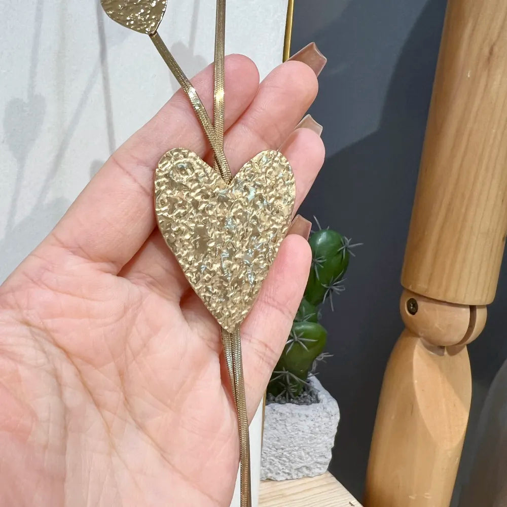 CAL-759-12 Cuore-Collana Lunga  in Acciaio