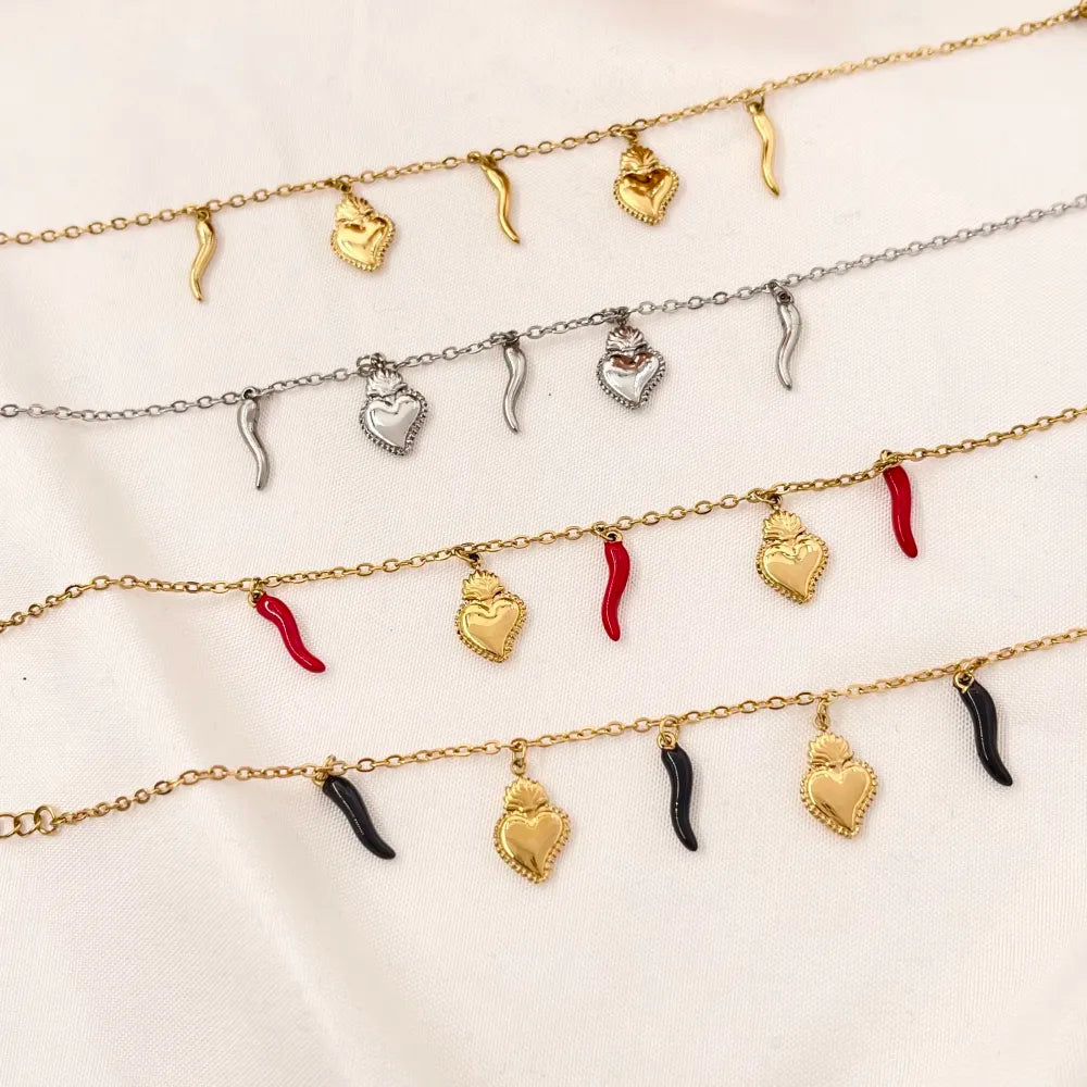 BAC-103-AA2777B Sacro Cuore con Cornino-Bracciale in Acciaio con Chiusura
