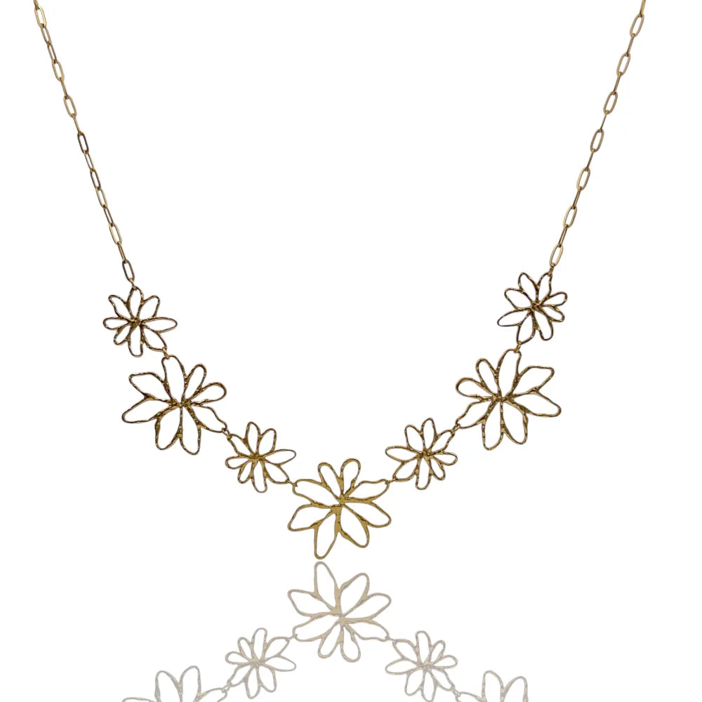 CAC-759-18 Fiore-Collana Corta in Acciaio
