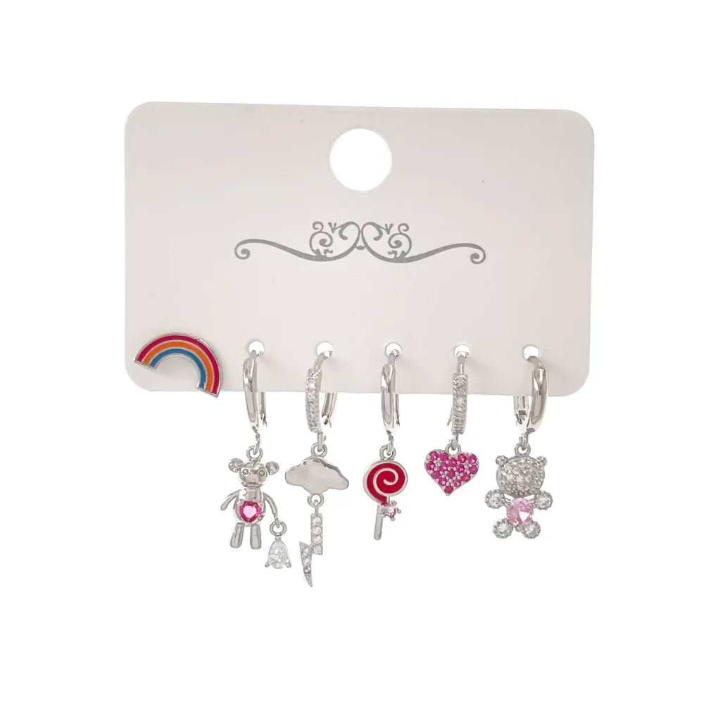 OPM-520-L43 Orsetto-Set 6pz Orecchini in ottone
