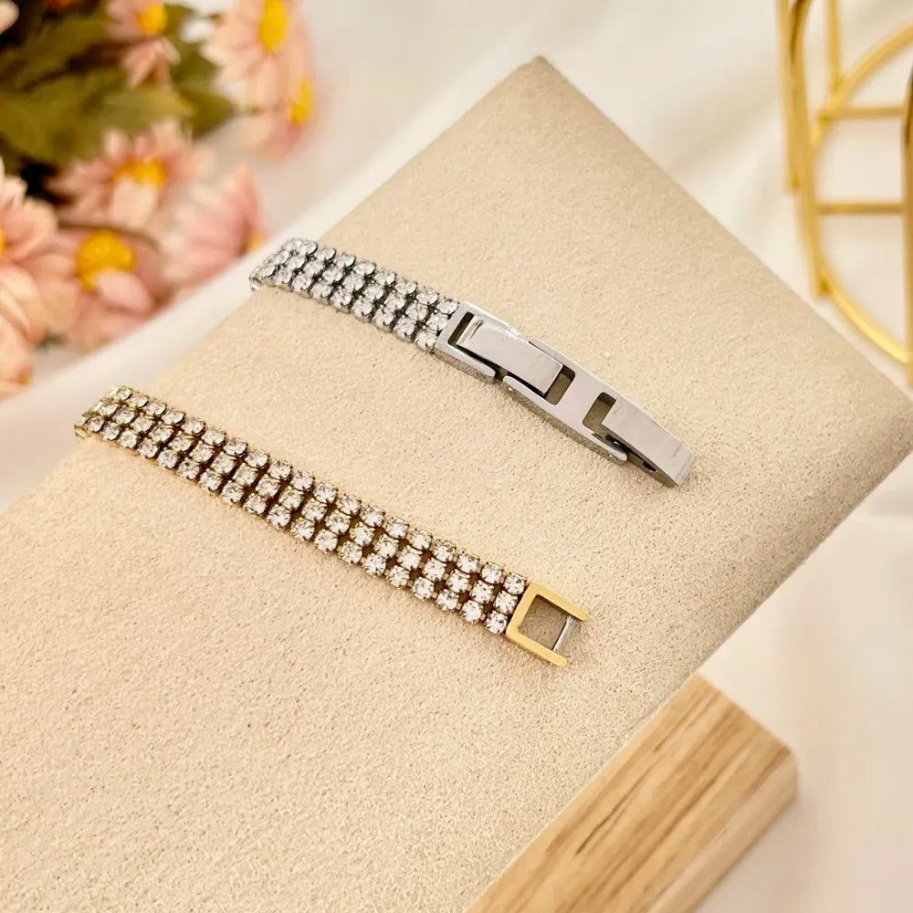 BMZ-103-AA2660B 2mm Tre Fili Tennis 2mm Tre Fili-Bracciale con Cubic Zirconia