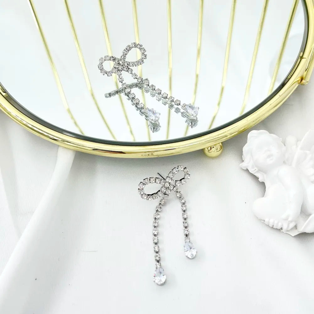 OMM-159-23991 Fiocco con Strass-Orecchini in Rame