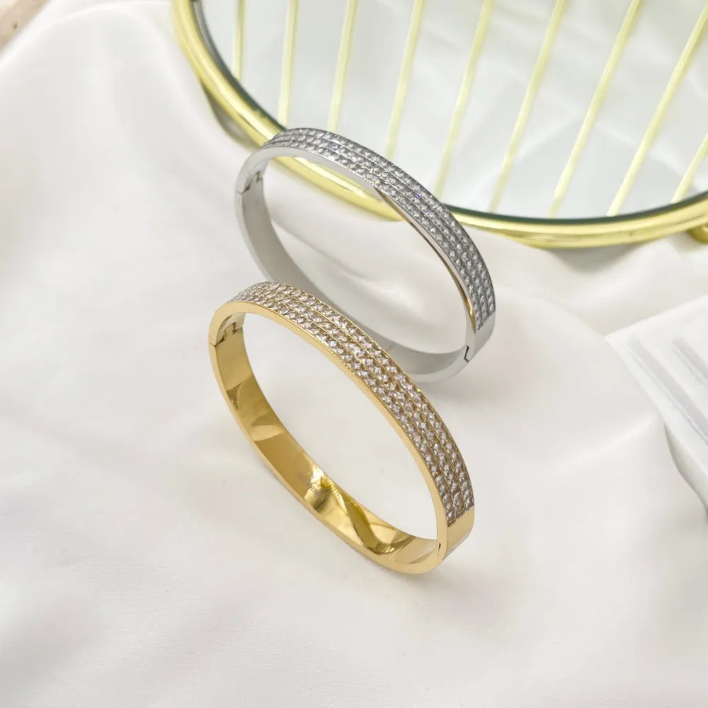 BAR-413-2943 Tennis Tre Fili -Bracciale Rigido in Acciaio